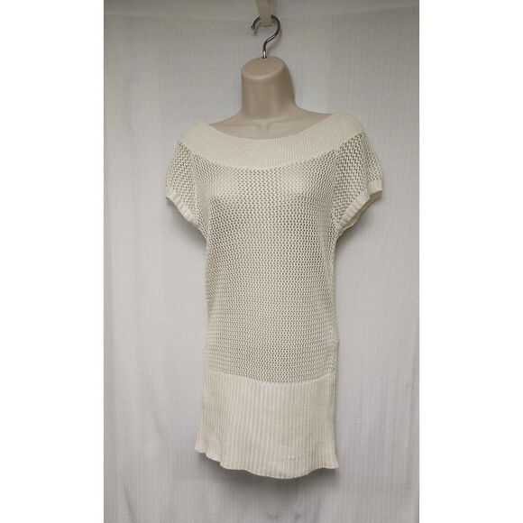 SWEETER Project Eyelet Cap Sleeve Ivory Sweater Size M - Picture 4 of 8